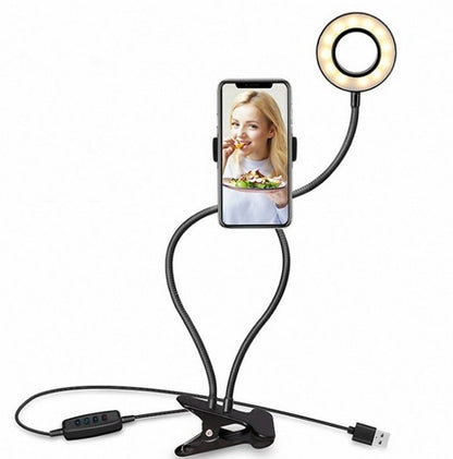 Anillo de luz LED para selfies, luz de maquillaje ajustable en vivo, soporte de 8 cm
