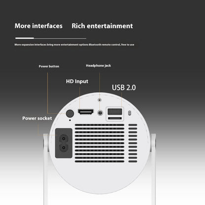 Proyector portátil pequeño y recto para uso doméstico, ángulo de proyección de 180 grados, enfoque automático, proyector de vídeo doméstico.