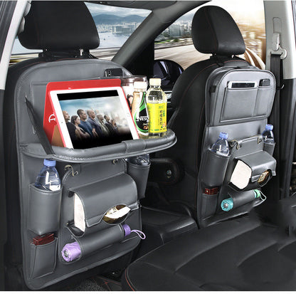 Bolsa de almacenamiento de cuero PU para coche, bandeja multifunción para el respaldo del asiento, bolsa colgante, organizador impermeable para coche