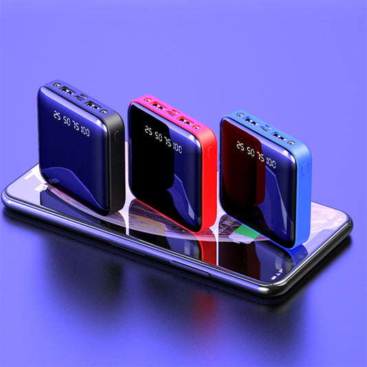 Mini banco de energía de 20000 mAh con pantalla digital y espejo portátil