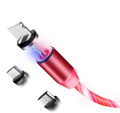 Compatible con Apple, cable de datos de transmisión magnética con luz fluida para iPhone y Android Tipo C