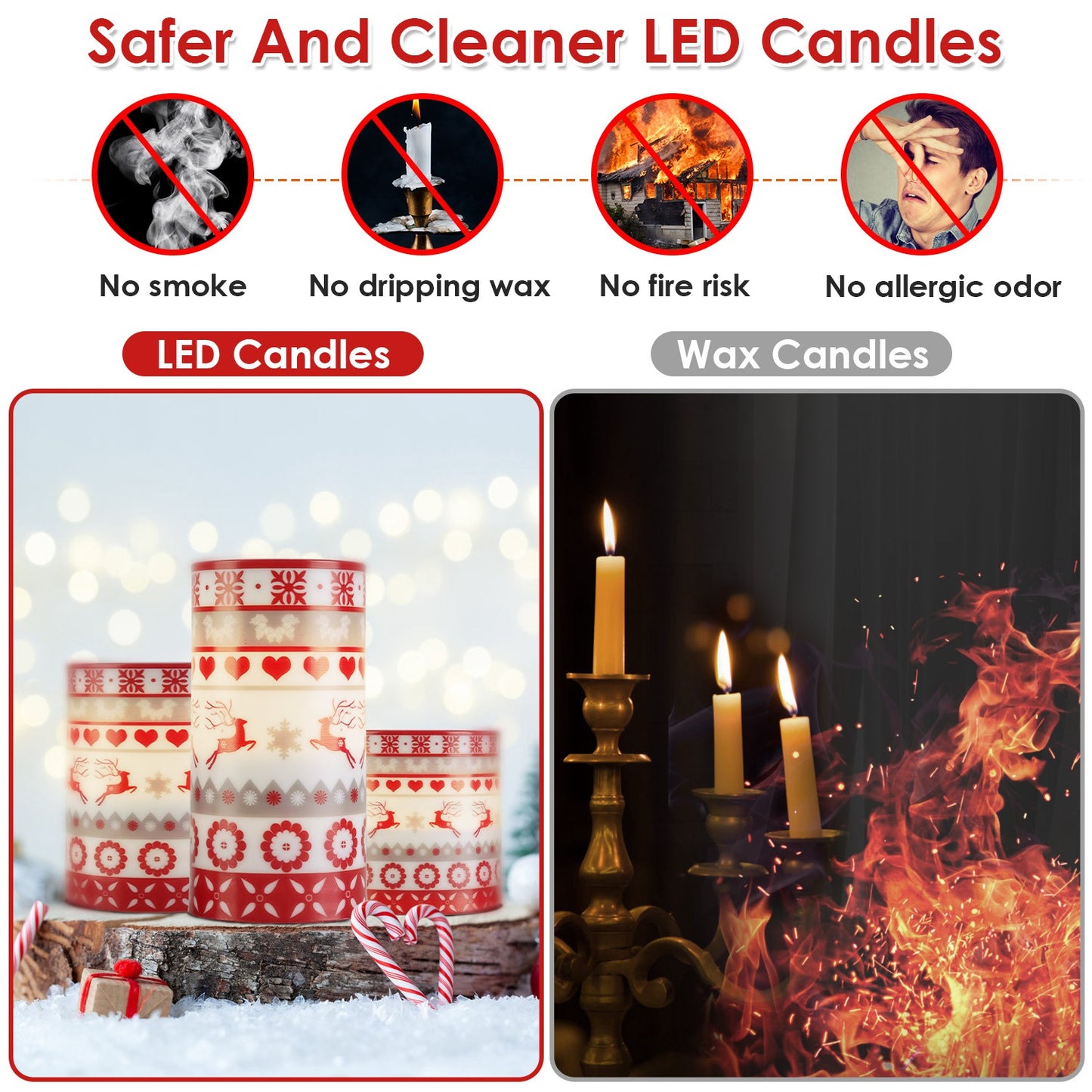 3-Pack Christmas Flameless LED Candles (Remote & Timer)
