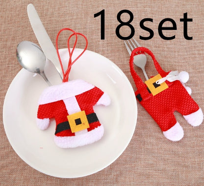 Juego de 6 cubiertos navideños para Año Nuevo, cuchillos, tenedores, pantalones, faldas y adornos navideños para el hogar.
