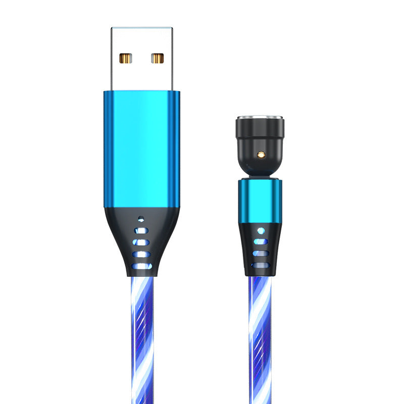 Cable magnético luminoso giratorio 540, carga rápida de 3 A, para teléfono móvil, cable micro USB tipo C para iPhone.
