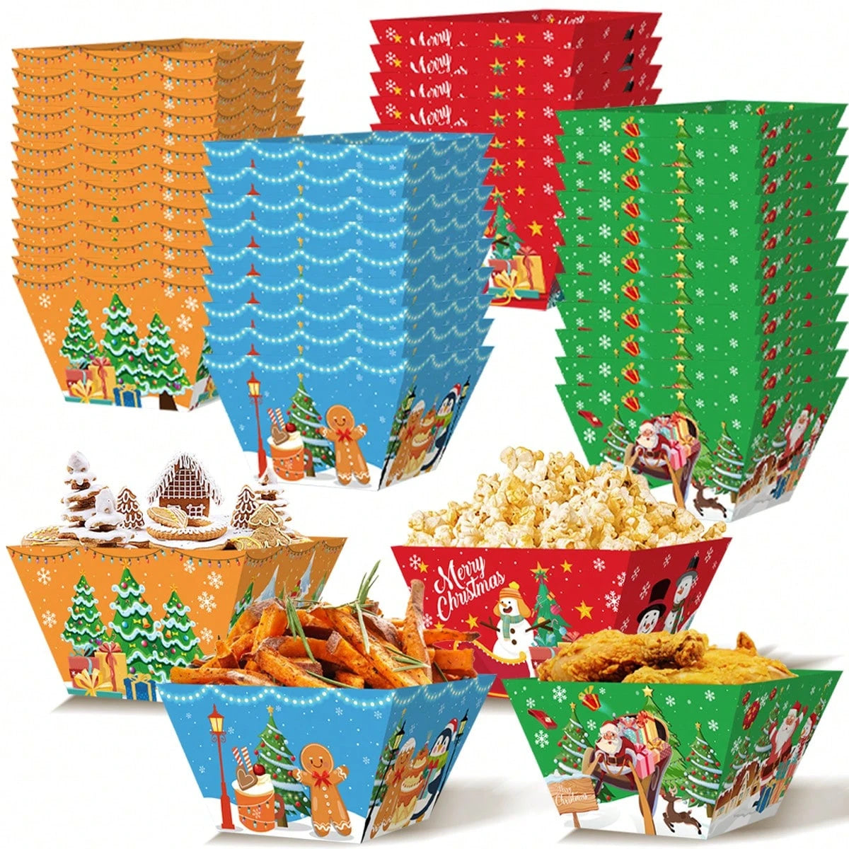 12-Pack Christmas Paper Food Trays