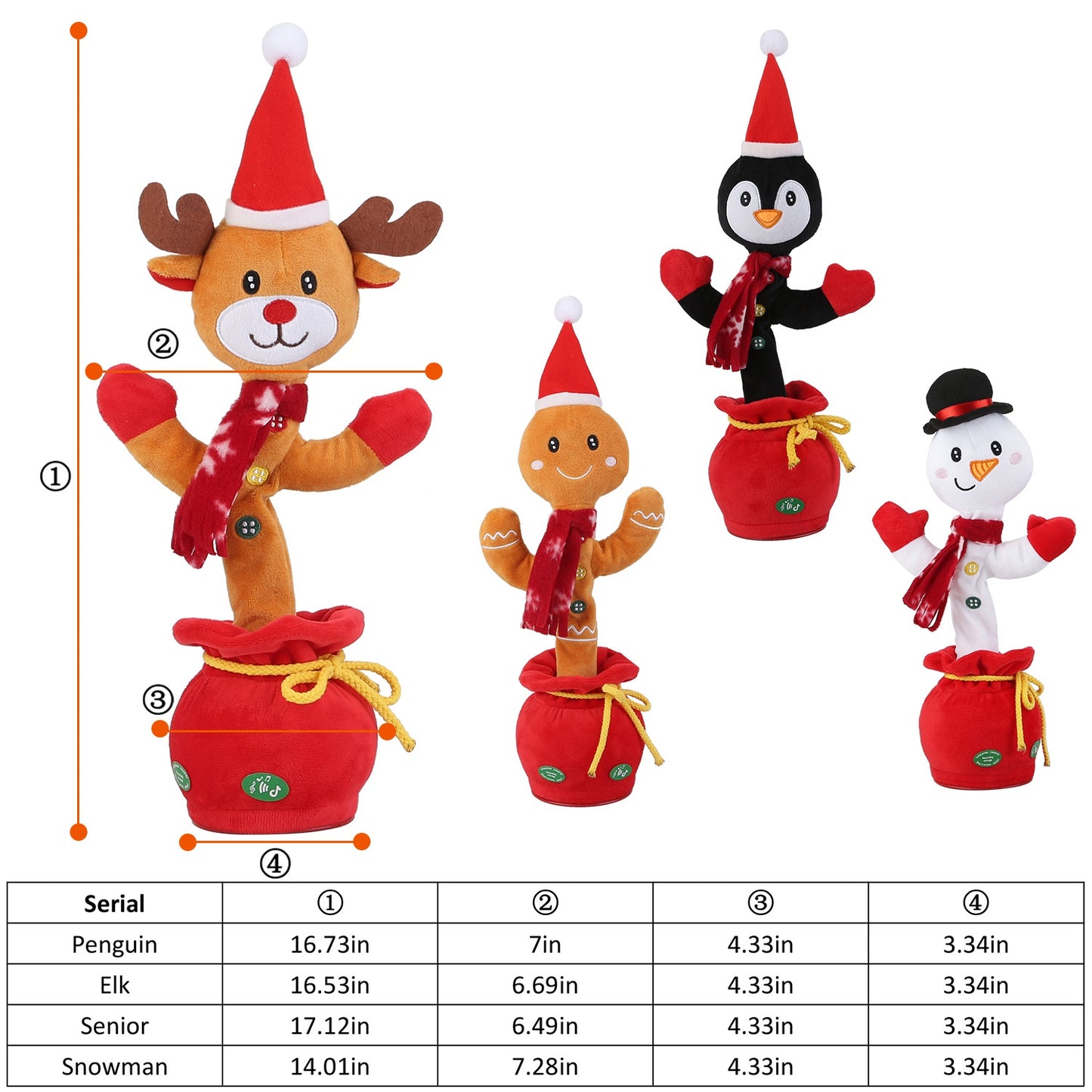Dancing Christmas Plush Toy – Singing, Recording & Talking Back (Penguin / Moose)