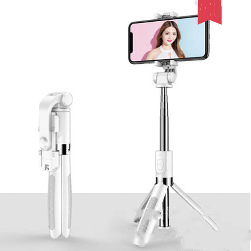 Compatible con Apple, trípode para selfies, soporte triangular universal para móvil con Bluetooth.