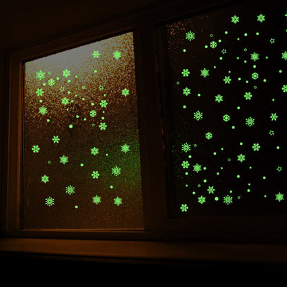 Adornos navideños de Año Nuevo para el hogar, fondo luminoso de copos de nieve, adhesivo decorativo extraíble para Navidad Natal