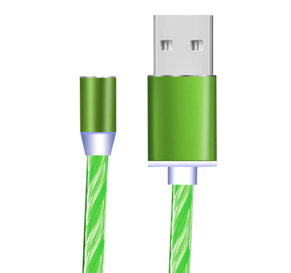 Compatible con Apple, cable de datos de transmisión magnética con luz fluida para iPhone y Android Tipo C