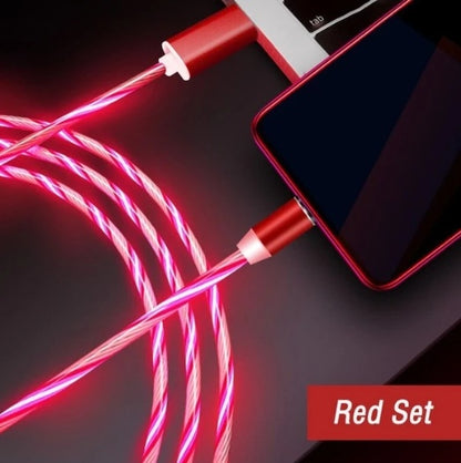 Compatible con Apple, cable de datos de transmisión magnética con luz fluida para iPhone y Android Tipo C