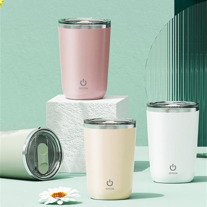 Taza automática de 350 ml con agitación automática, taza para mezclar café, leche y jugo, eléctrica de acero inoxidable con rotación lenta.