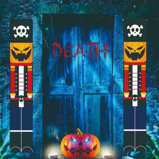 Pareado de pancarta de cascanueces modelo soldado de Halloween