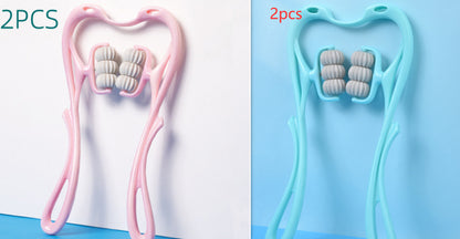 Masajeador de cuello manual  de seis ruedas con rodillos de masaje para aliviar el dolor.
