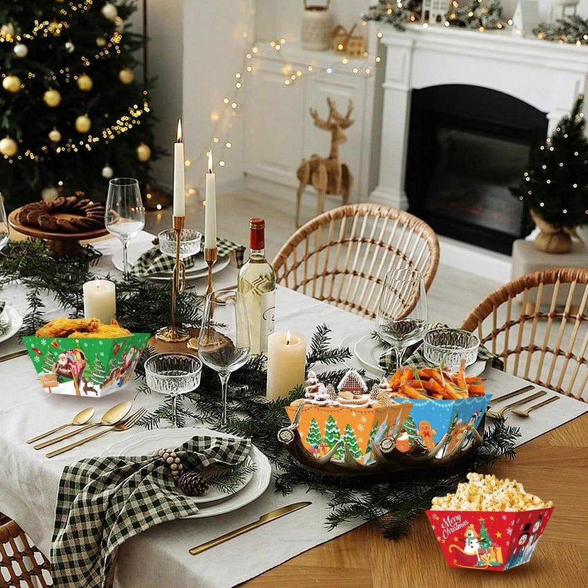 12-Pack Christmas Paper Food Trays