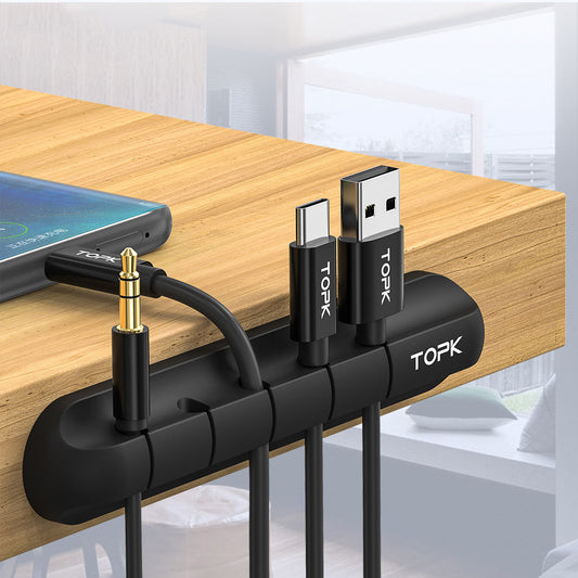 Organizador de cables USB de silicona para escritorio, clips multiusos.