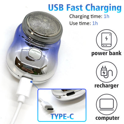 Mini afeitadora facial inalámbrica portátil, recargable por USB, eléctrica, en seco y húmedo, sin dolor, tamaño pequeño, para hombres.