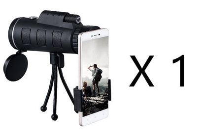 Compatible con Apple, telescopio monocular con zoom y brújula, clip para teléfono y trípode.