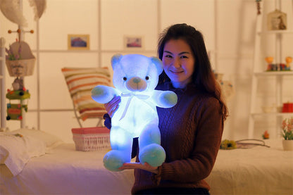 Oso de peluche LED creativo con luz, peluche colorido y brillante, regalo de Navidad para niños, almohada