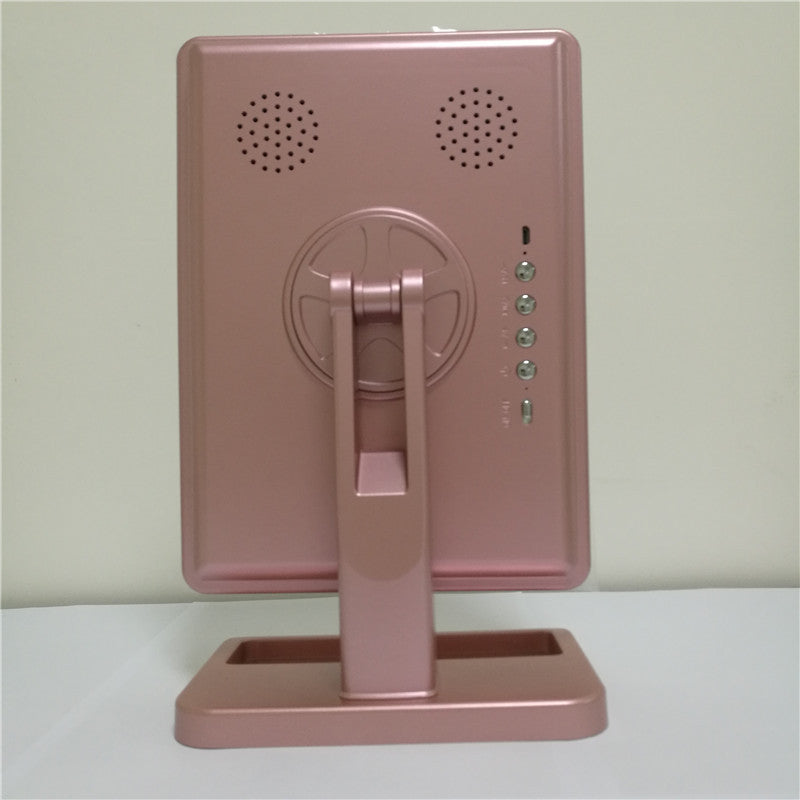 Espejo de maquillaje con pantalla táctil y 20 luces LED, altavoz Bluetooth y luz de aumento de 10 aumentos.