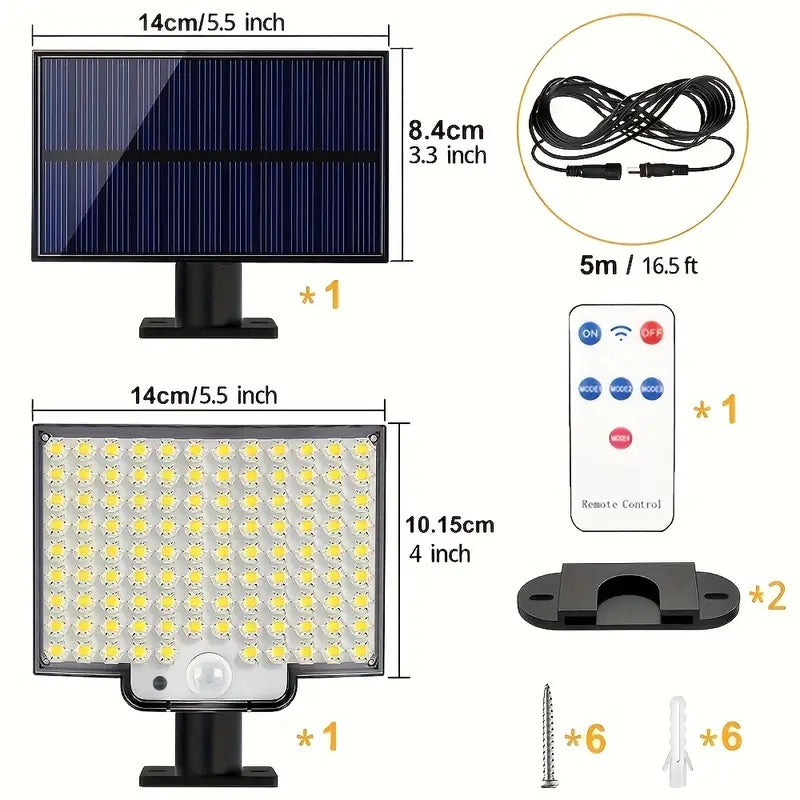 2PCS Solar Lights Outdooor  4 Modes 106LED Solar Security Lights  Waterproof Solar Motion Light null