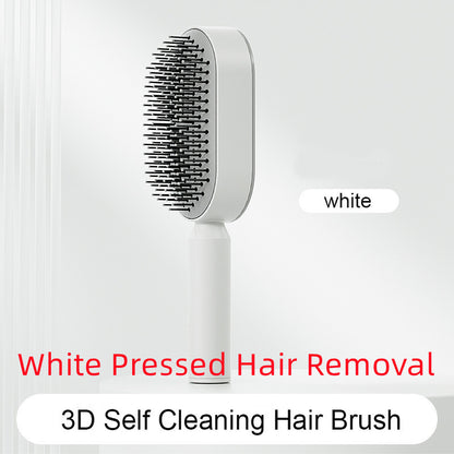Cepillo autolimpiante para el cabello para mujeres, con una sola tecla, para la pérdida del cabello, masajeador de bolsas de aire, peine para el cuero cabelludo, cepillo antiestático.