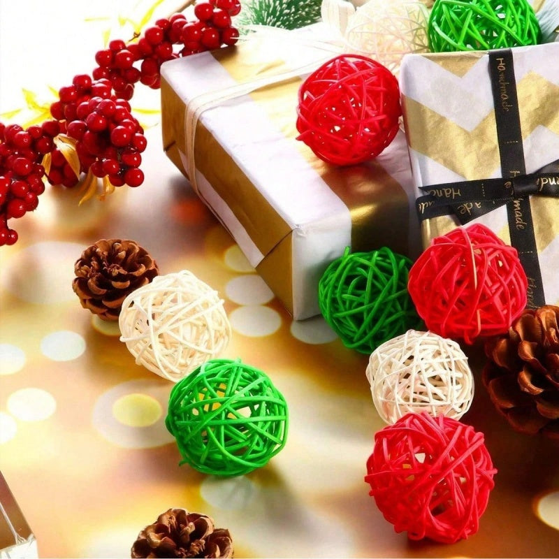 30-Pack Christmas Rattan Decorative Balls