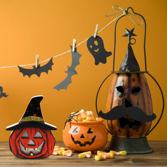 Lámpara de calabaza de madera creativa para Halloween, decoraciones de Halloween