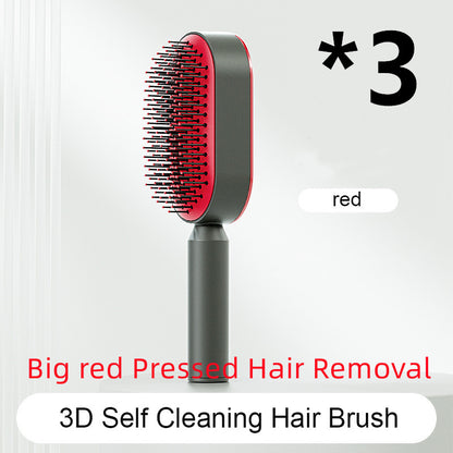 Cepillo autolimpiante para el cabello para mujeres, con una sola tecla, para la pérdida del cabello, masajeador de bolsas de aire, peine para el cuero cabelludo, cepillo antiestático.