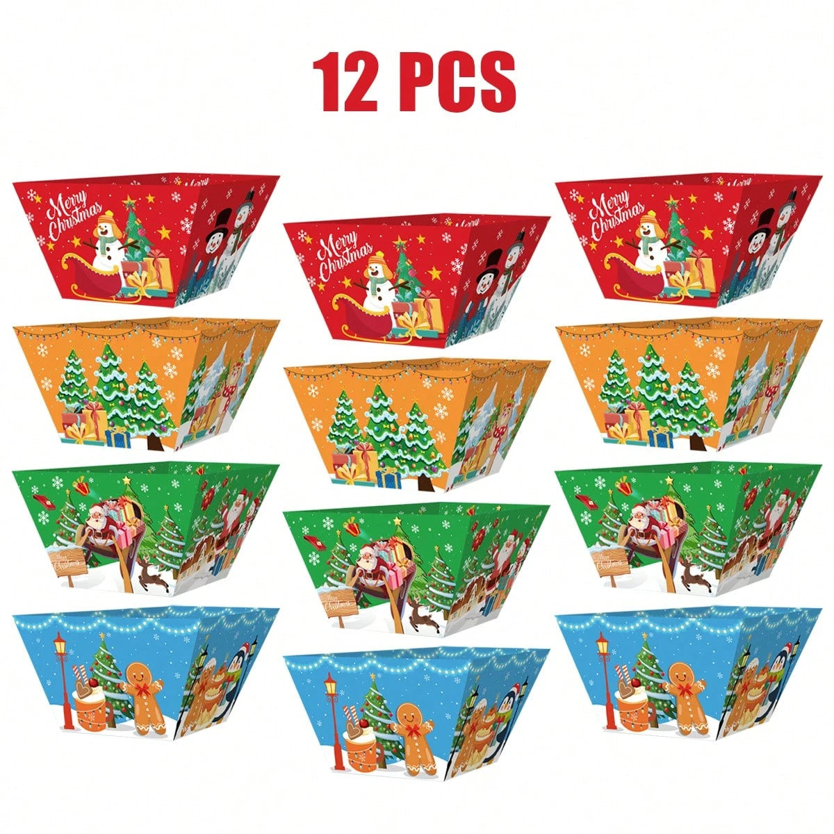 12-Pack Christmas Paper Food Trays