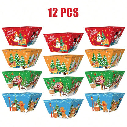 12-Pack Christmas Paper Food Trays