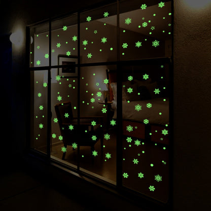 Adornos navideños de Año Nuevo para el hogar, fondo luminoso de copos de nieve, adhesivo decorativo extraíble para Navidad Natal