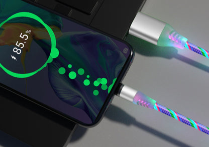 Compatible con Apple, cable de datos de transmisión magnética con luz fluida para iPhone y Android Tipo C