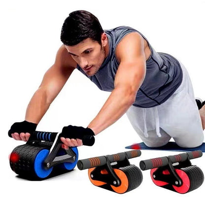 Ejercitador abdominal de doble rueda, con rebote automático, rodillo para abdominales, gimnasio, deportes