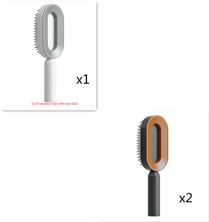 Cepillo autolimpiante para el cabello para mujeres, con una sola tecla, para la pérdida del cabello, masajeador de bolsas de aire, peine para el cuero cabelludo, cepillo antiestático.