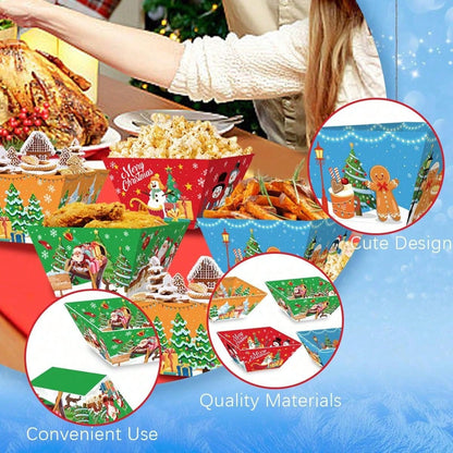 12-Pack Christmas Paper Food Trays