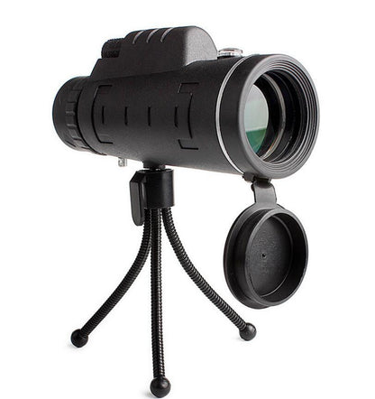 Compatible con Apple, telescopio monocular con zoom y brújula, clip para teléfono y trípode.