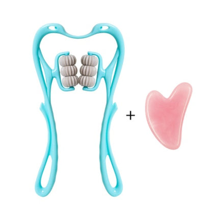 Masajeador de cuello manual  de seis ruedas con rodillos de masaje para aliviar el dolor.