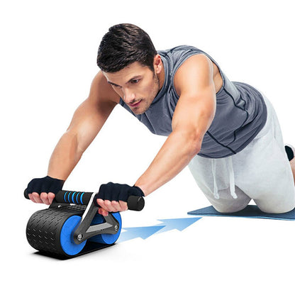 Ejercitador abdominal de doble rueda, con rebote automático, rodillo para abdominales, gimnasio, deportes