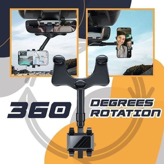 Soporte para teléfono con espejo retrovisor para coche, giratorio y retráctil, multifuncional, 360 grados, apto para todos los teléfonos móviles y coches.