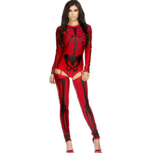 Disfraz de Halloween para cosplay, uniforme de calavera y zombi.