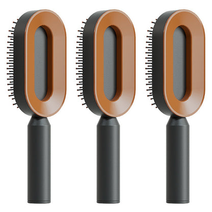 Cepillo autolimpiante para el cabello para mujeres, con una sola tecla, para la pérdida del cabello, masajeador de bolsas de aire, peine para el cuero cabelludo, cepillo antiestático.