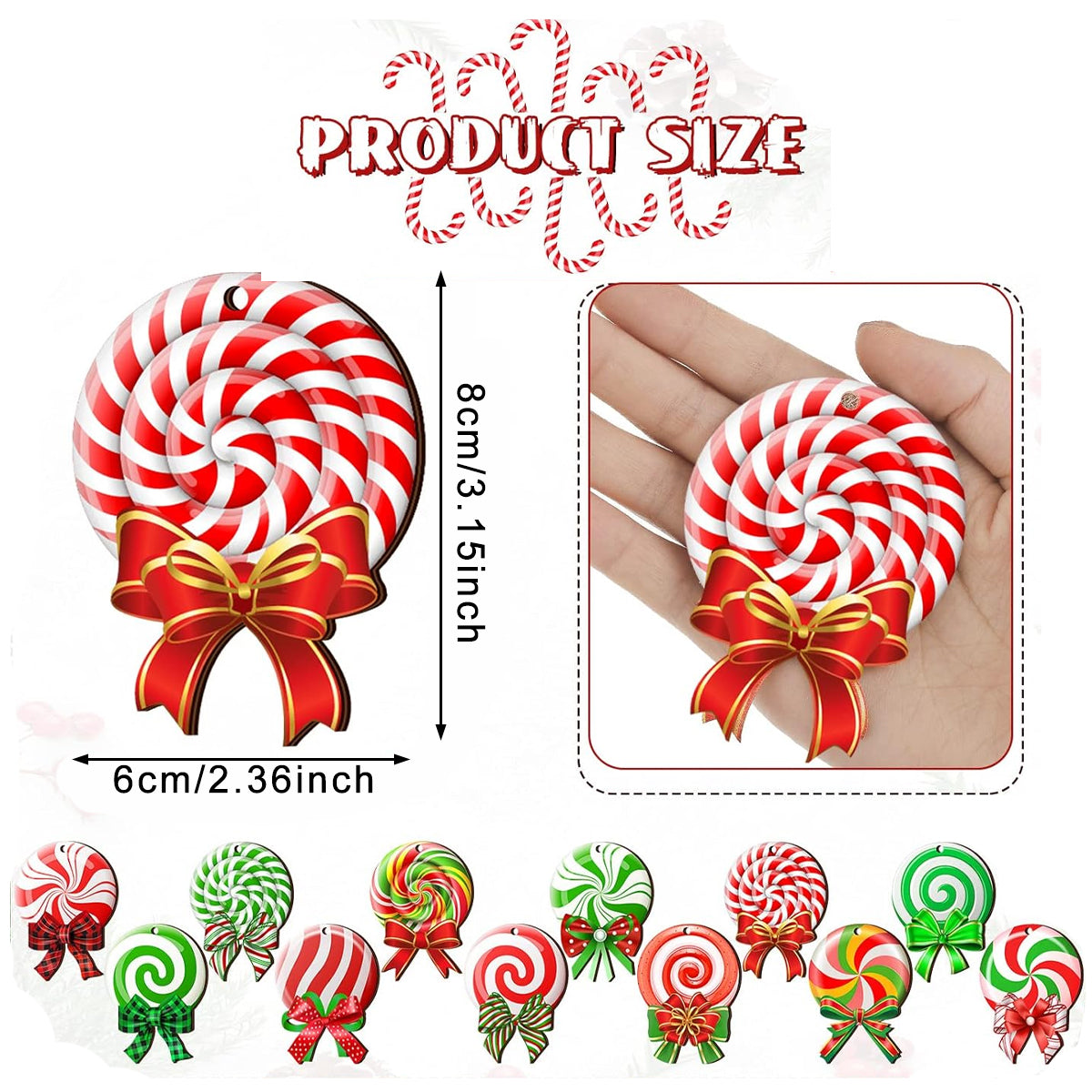 24-Pack Christmas Candy & Lollipop Hanging Ornaments