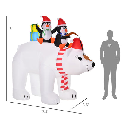 Christmas Inflatable Bear in Santa Gift Bag (LED)