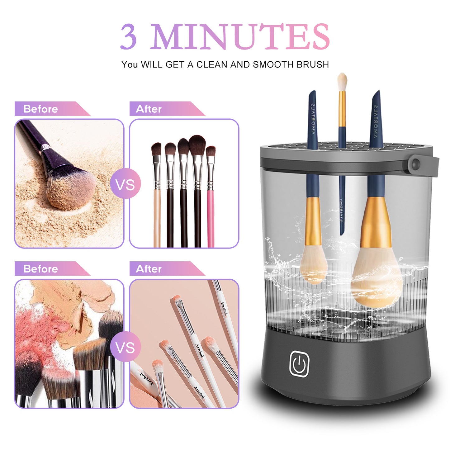 Electric Makeup Brush Cleaner with 9000 RPM Power