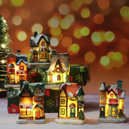 Christmas Resin House LED Light Decoration