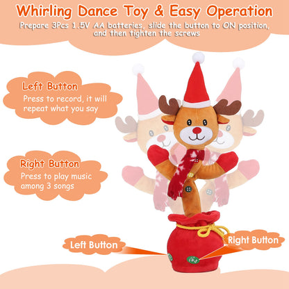 Dancing Christmas Plush Toy – Singing, Recording & Talking Back (Penguin / Moose)