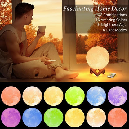 16-Color Moon Lamp with Stand & Remote