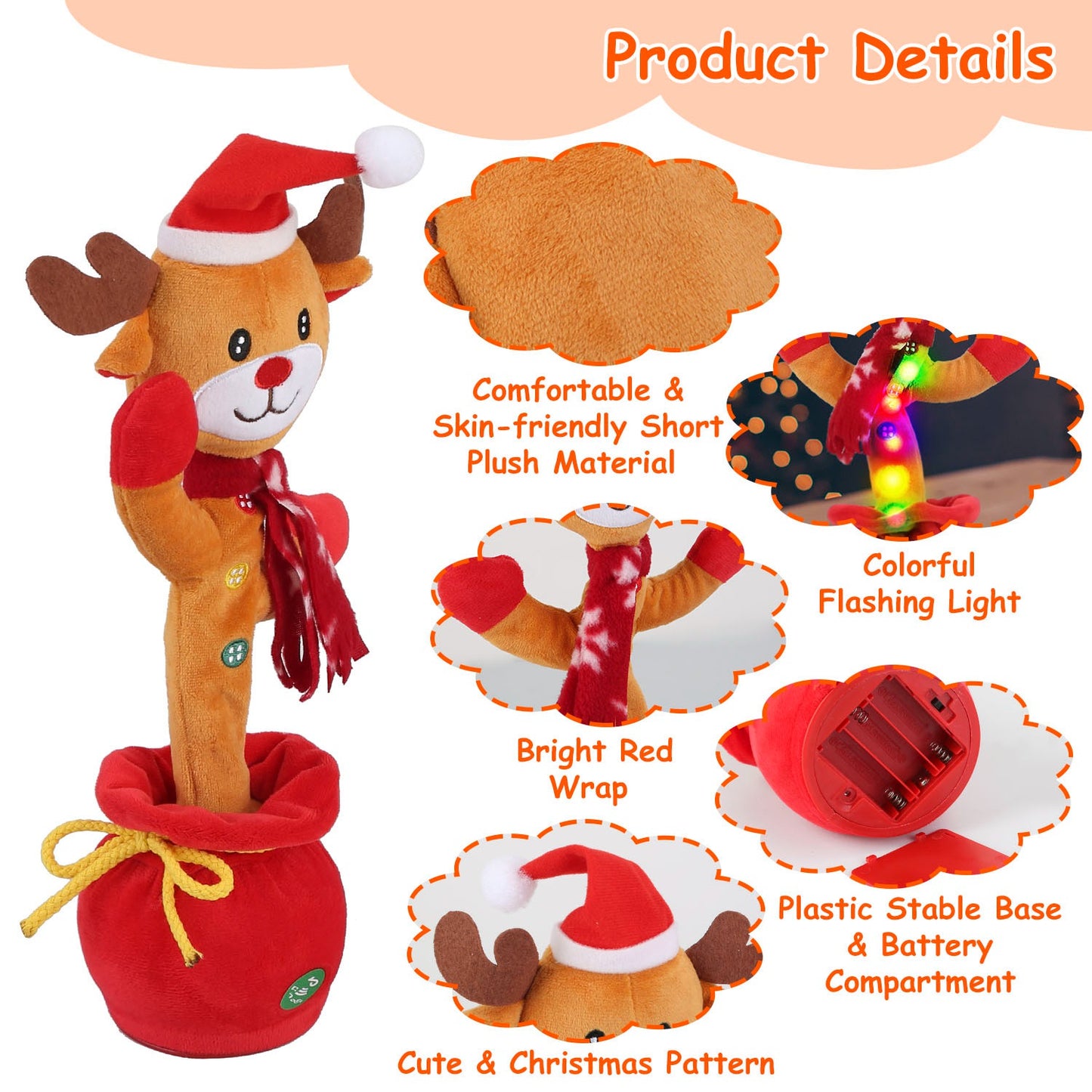 Dancing Christmas Plush Toy – Singing, Recording & Talking Back (Penguin / Moose)