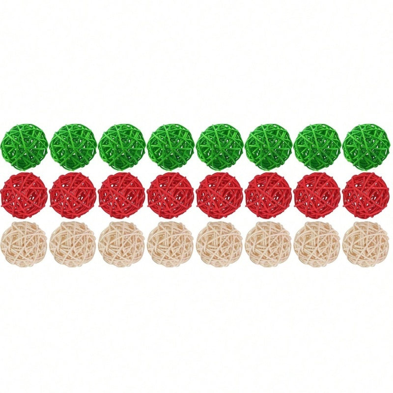 30-Pack Christmas Rattan Decorative Balls