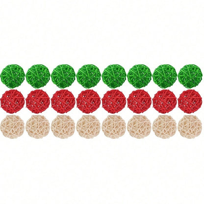 30-Pack Christmas Rattan Decorative Balls